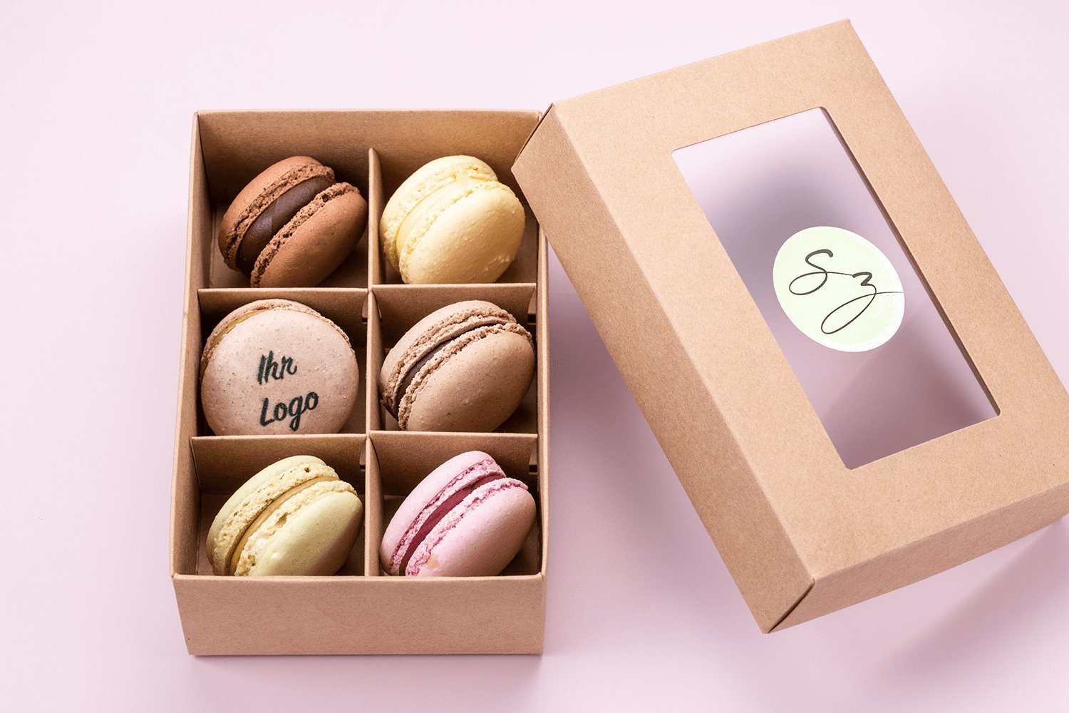 24er Box | "Corporate Logo" | Midi Macarons - Seidenzucker